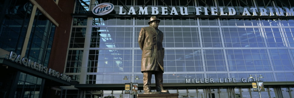 Low angle view of a statue outside a stadium Lambeau Field Green Bay Wisconsin USA Canvas Art - Panoramic Images (27 x 9)
