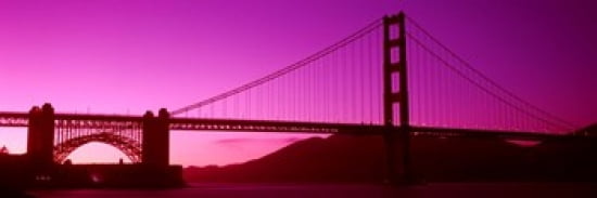 Low angle view of a suspension bridge Golden Gate Bridge San Francisco Bay San Francisco California USA Canvas Art - Panoramic Images (36 x 12)