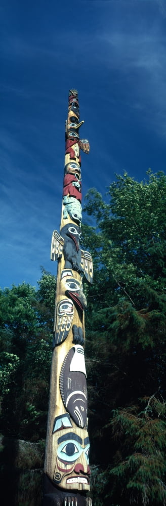 Low angle view of a totem pole Totem Bight State Historical Park Ketchikan Alaska USA Canvas Art - Panoramic Images (36 x 12)
