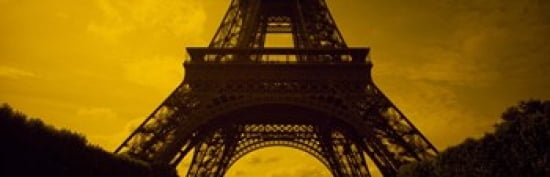 Low angle view of a tower Eiffel Tower Champ De Mars Paris Ile-De-France France Canvas Art - Panoramic Images (36 x 12)