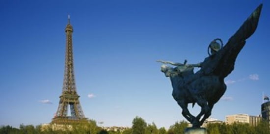 Low angle view of a tower Eiffel Tower Paris France Canvas Art - Panoramic Images (24 x 12)