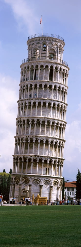 Low angle view of a tower Leaning Tower Of Pisa Piazza Dei Miracoli Pisa Tuscany Italy Canvas Art - Panoramic Images (36 x 12)