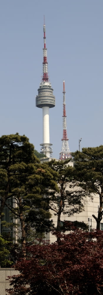 Low angle view of a tower N Seoul Tower Seoul South Korea Canvas Art - Panoramic Images (36 x 12)