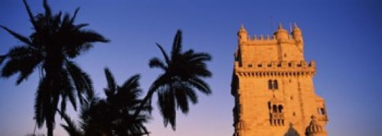 Low angle view of a tower Torre De Belem Belem Lisbon Portugal Canvas Art - Panoramic Images (36 x 13)