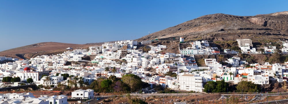 Low angle view of a town Agaete Gran Canaria Las Palmas Canary Islands Spain Canvas Art - Panoramic Images (36 x 12)