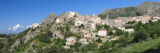 Low angle view of a town Speloncato Balagne Haute-Corse Corsica France Canvas Art - Panoramic Images (36 x 12)
