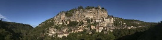 Low angle view of a town on a hill Rocamadour Canyon De lAlzou Lot Midi-Pyrenees France Canvas Art - Panoramic Images (40 x 10)