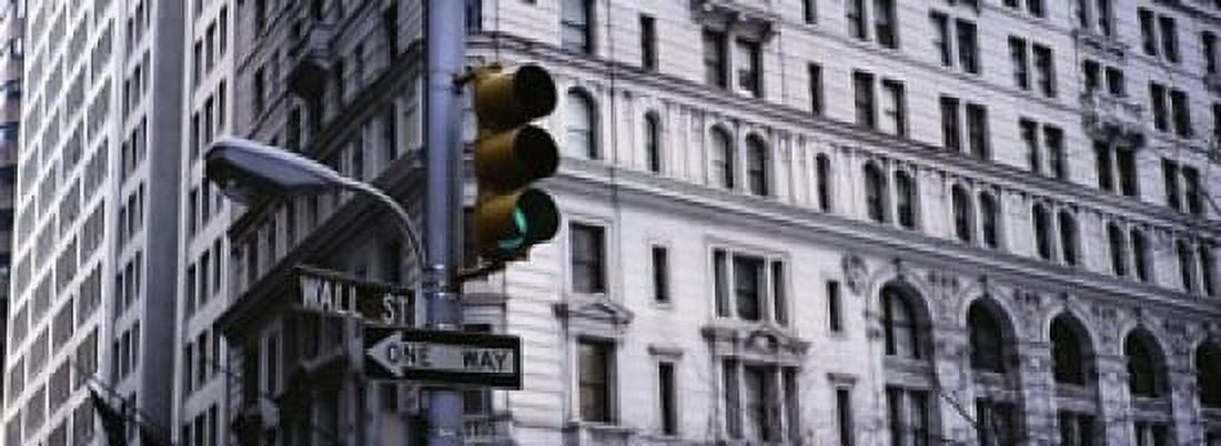 Low angle view of a traffic light in front of a building Wall Street New York City New York State USA Canvas Art - Panoramic Images (18 x 7)