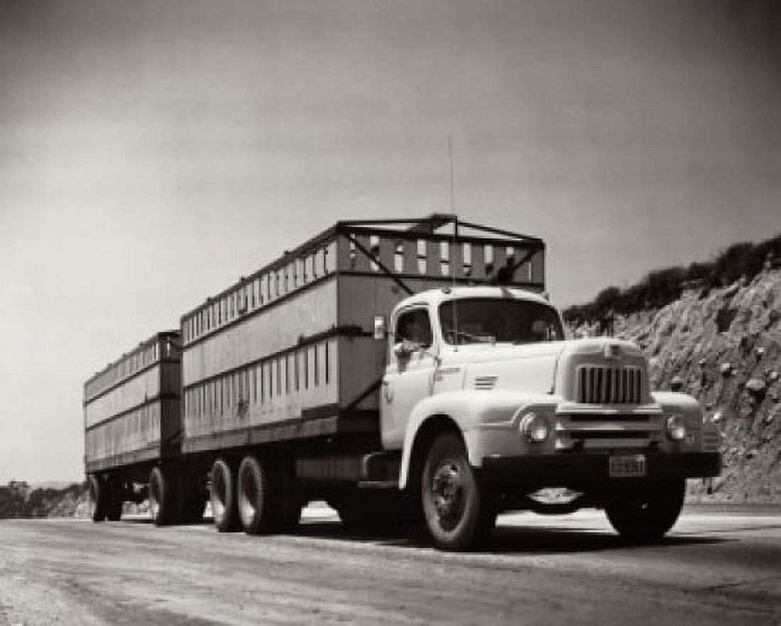 Low angle view of a truck moving on a road Canvas Art - (18 x 24)
