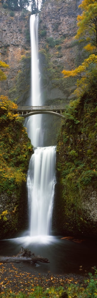 Low angle view of a waterfall Multnomah Falls Columbia River Gorge Multnomah County Oregon USA Canvas Art - Panoramic Images (36 x 12)