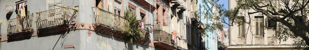 Low angle view of building balconies Havana Cuba Canvas Art - Panoramic Images (44 x 7)