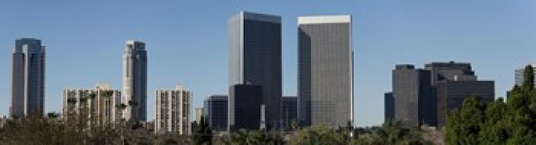 Low angle view of buildings Century City Los Angeles County California USA Canvas Art - Panoramic Images (42 x 12)