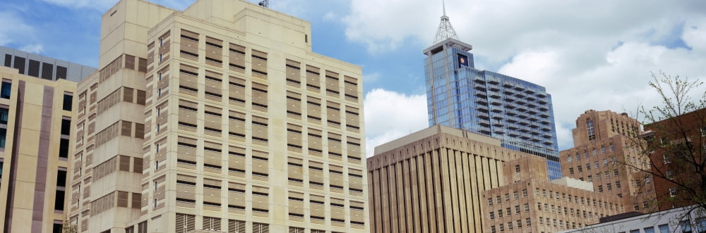 Low angle view of buildings Raleigh North Carolina USA Canvas Art - Panoramic Images (27 x 9)