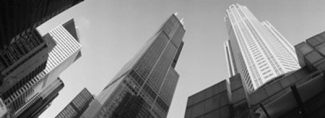 Low angle view of buildings Sears Tower Chicago Illinois USA Canvas Art - Panoramic Images (18 x 7)