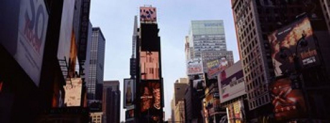 Low angle view of buildings Times Square Manhattan New York City New York State USA 2011 Canvas Art - Panoramic Images (15 x 6)