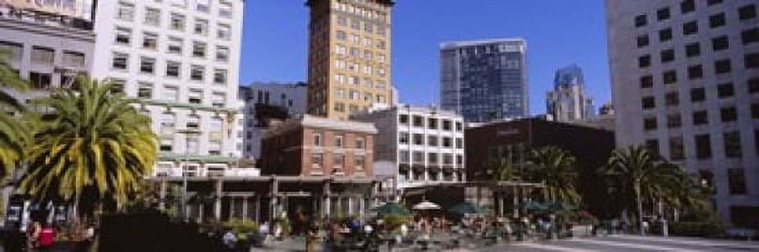 Low angle view of buildings at a town square Union Square San Francisco California USA Canvas Art - Panoramic Images (18 x 6)