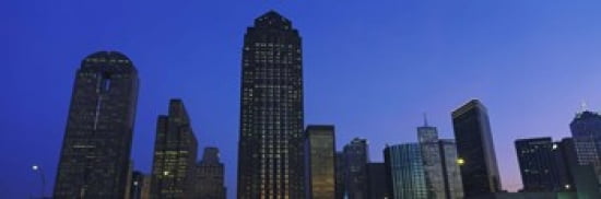 Low angle view of buildings at dusk Dallas Texas USA Canvas Art - Panoramic Images (36 x 12)
