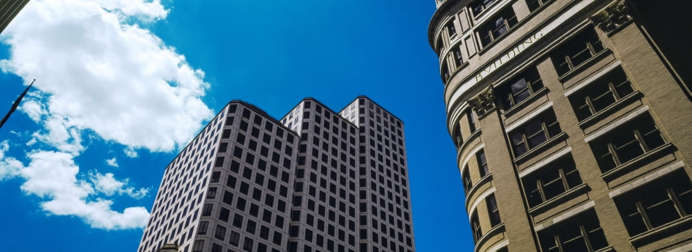 Low angle view of buildings in Austin Texas USA Canvas Art - Panoramic Images (27 x 9)