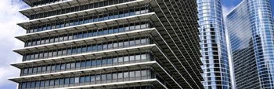 Low angle view of buildings in a city ExxonMobil Building Chevron Building Houston Texas USA Canvas Art - Panoramic Images (36 x 12)