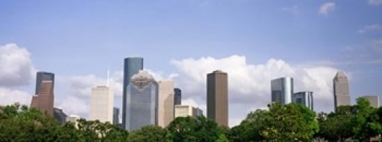 Low angle view of buildings in a city Wedge Tower ExxonMobil Building Chevron Building Houston Texas USA Canvas Art - Panoramic Images (30 x 12)