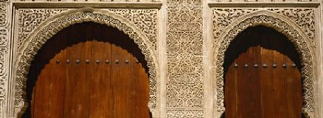 Low angle view of carving on arches of a palace Court Of Lions Alhambra Granada Andalusia Spain Canvas Art - Panoramic Images (18 x 7)