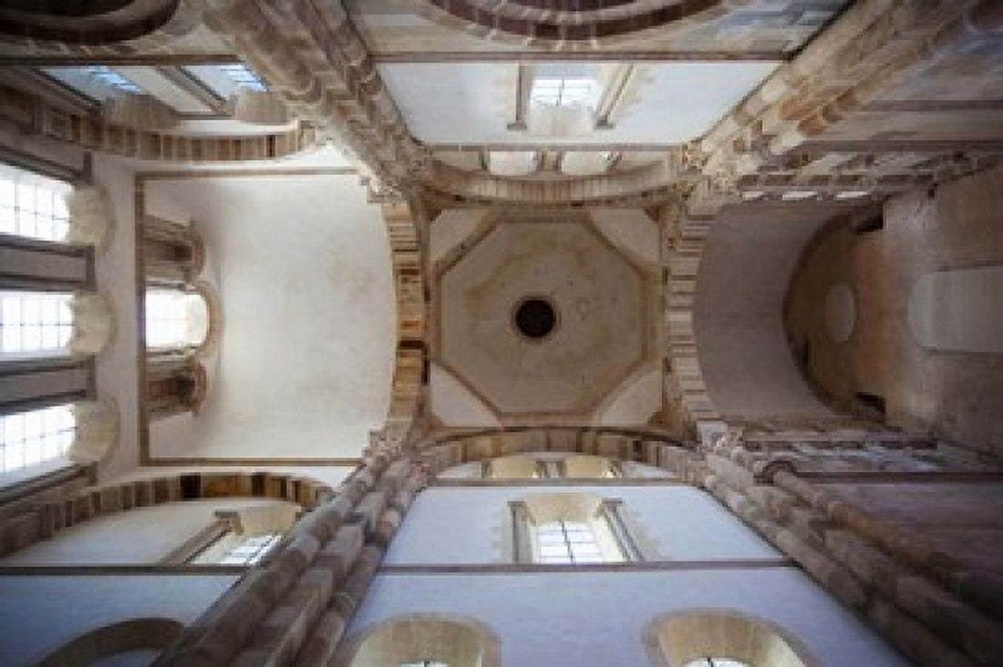 Low angle view of ceiling of an abbey Cluny Abbey Maconnais Saone-et-Loire Burgundy France Canvas Art - Panoramic Images (36 x 24)