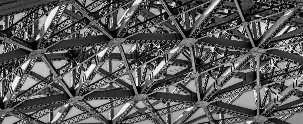 Low angle view of detail of structure of Golden Gate Bridge San Francisco Bay San Francisco California USA Canvas Art - Panoramic Images (13 x 30)