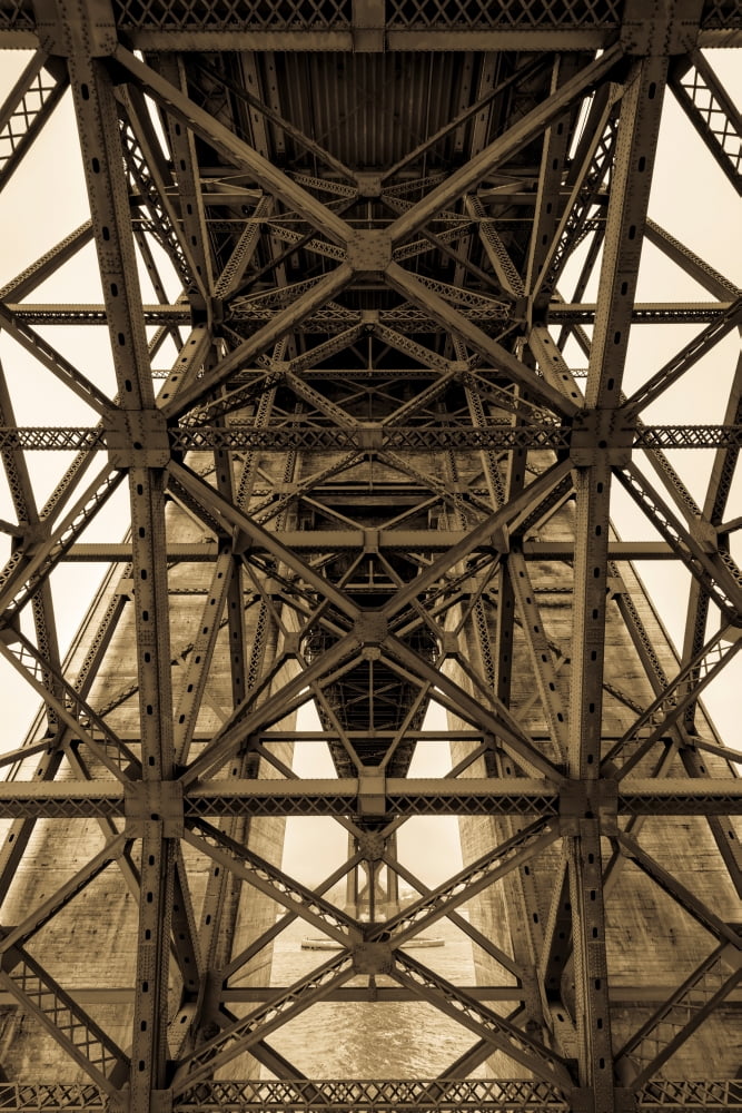 Low angle view of detail of structure of Golden Gate Bridge San Francisco Bay San Francisco California USA Canvas Art - Panoramic Images (18 x 24)