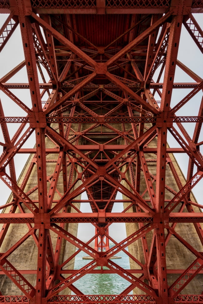 Low angle view of detail of structure of Golden Gate Bridge San Francisco Bay San Francisco California USA Canvas Art - Panoramic Images (18 x 24)