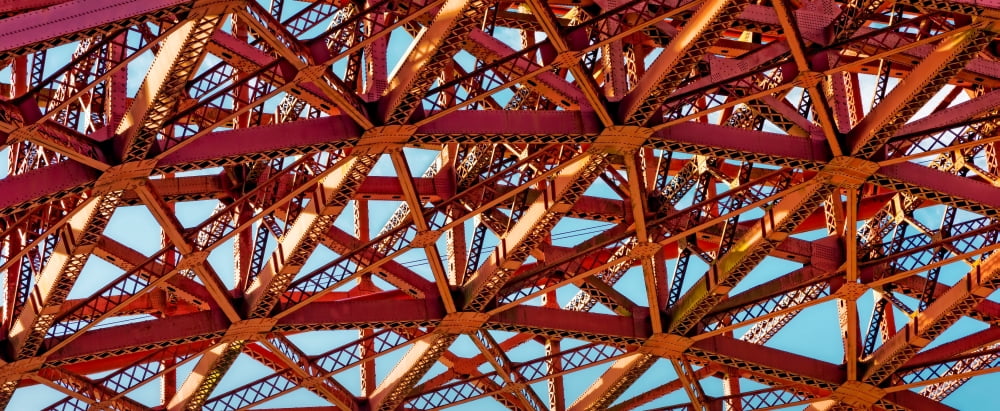 Low angle view of detail of structure of Golden Gate Bridge San Francisco Bay San Francisco California USA Canvas Art - Panoramic Images (6 x 15)