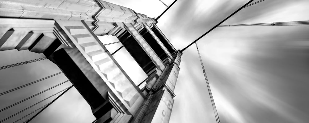 Low angle view of details of Golden Gate Bridge San Francisco San Francisco County California USA Canvas Art - Panoramic Images (12 x 30)
