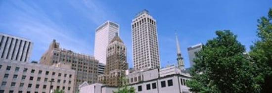 Low angle view of downtown buildings Tulsa Oklahoma USA Canvas Art - Panoramic Images (36 x 13)