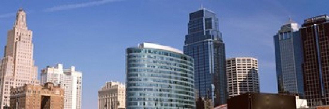 Low angle view of downtown skyline Kansas City Missouri USA Canvas Art - Panoramic Images (18 x 6)
