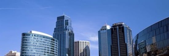 Low angle view of downtown skyline Kansas City Missouri USA Canvas Art - Panoramic Images (36 x 12)