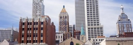 Low angle view of downtown skyline Tulsa Oklahoma USA Canvas Art - Panoramic Images (36 x 12)