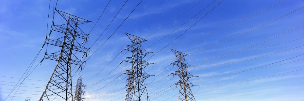 Low angle view of electricity pylons Canvas Art - Panoramic Images (36 x 12)