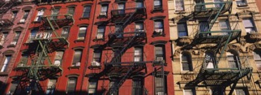 Low angle view of fire escapes on buildings Little Italy Manhattan New York City New York State USA Canvas Art - Panoramic Images (18 x 7)