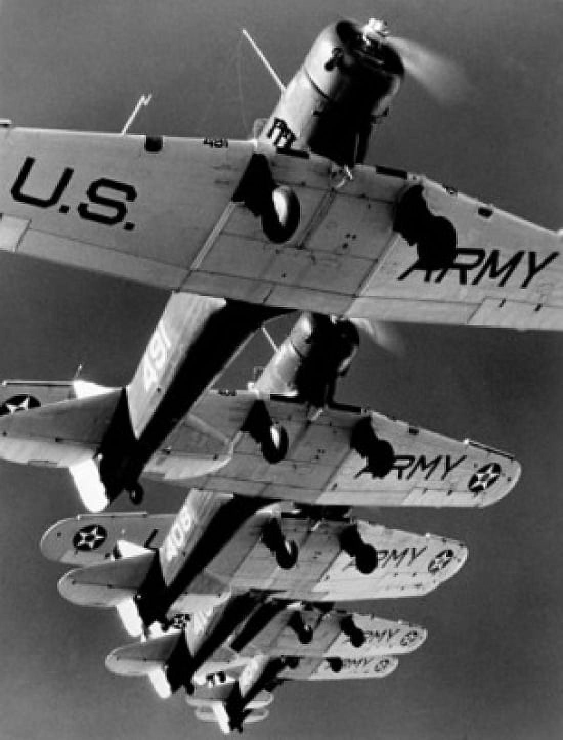 Low angle view of five fighter planes flying in formation Canvas Art - (18 x 24)