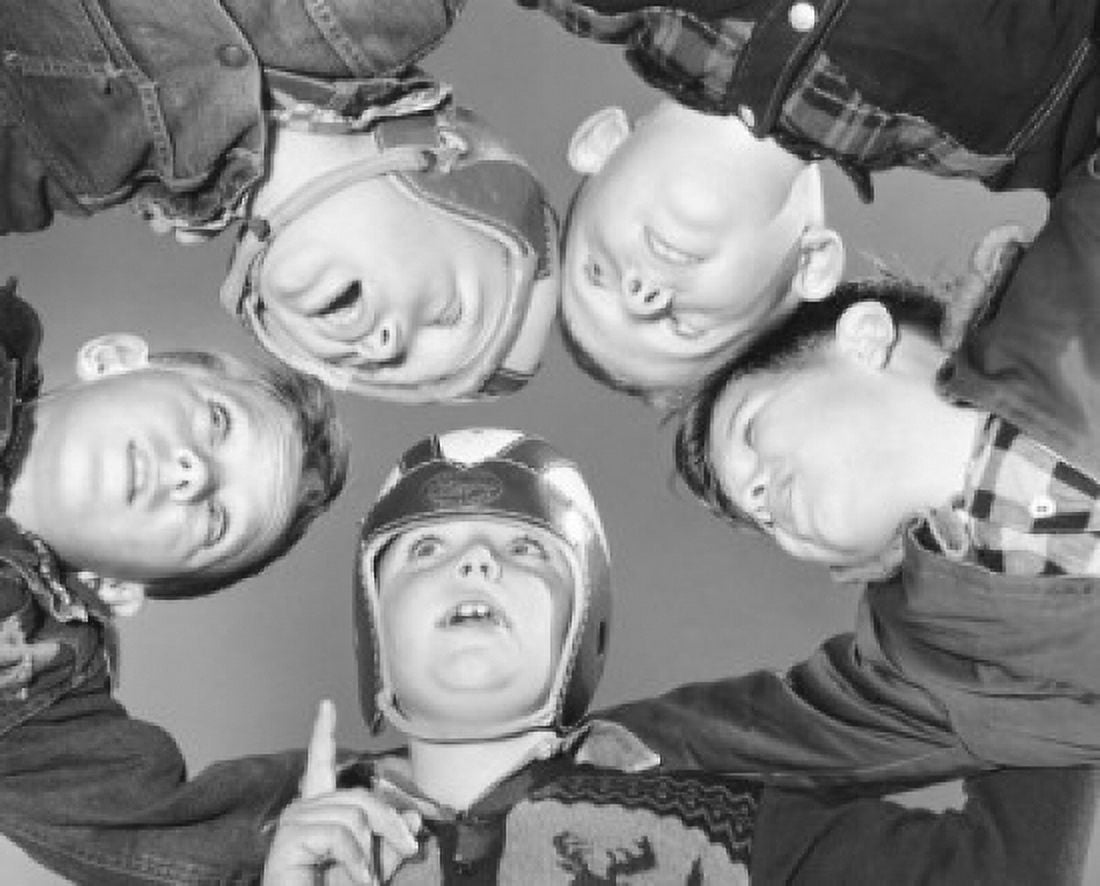 Low angle view of five football players in a huddle Canvas Art - (18 x 24)
