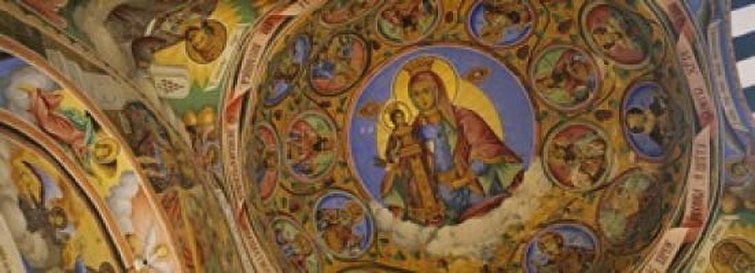 Low angle view of fresco on the ceiling of a monastery Rila Monastery Bulgaria Canvas Art - Panoramic Images (18 x 7)