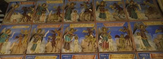 Low angle view of fresco on the walls of a monastery Rila Monastery Bulgaria Canvas Art - Panoramic Images (36 x 13)