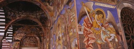 Low angle view of fresco on the walls of a monastery Rila Monastery Bulgaria Canvas Art - Panoramic Images (36 x 13)