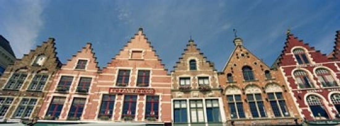 Low angle view of gabled houses Bruges West Flanders Flemish Region Belgium Canvas Art - Panoramic Images (15 x 6)
