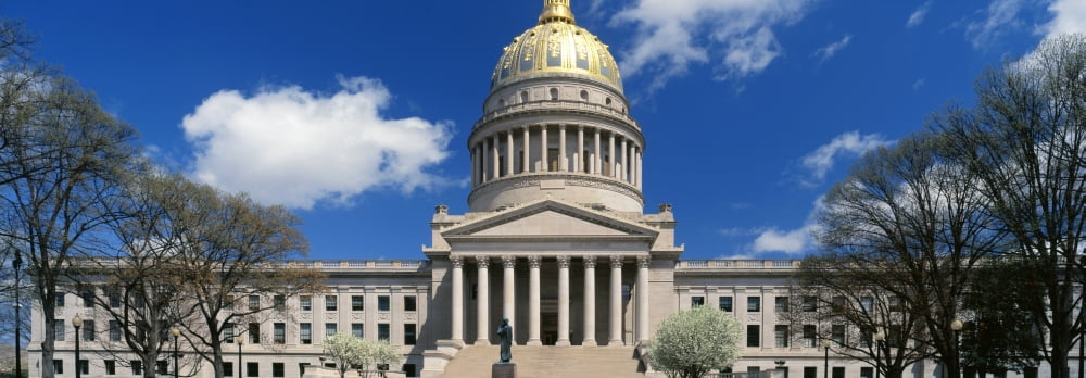 Low angle view of government building West Virginia State Capitol Charleston Kanawha County West Virginia USA Canvas Art - Panoramic Images (12 x 36)