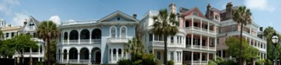 Low angle view of houses along a street Battery Street Charleston South Carolina USA Canvas Art - Panoramic Images (20 x 5)