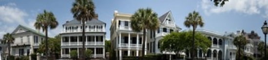 Low angle view of houses along a street Battery Street Charleston South Carolina USA Canvas Art - Panoramic Images (44 x 10)