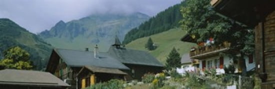 Low angle view of houses on a mountain Muren Switzerland Canvas Art - Panoramic Images (36 x 12)