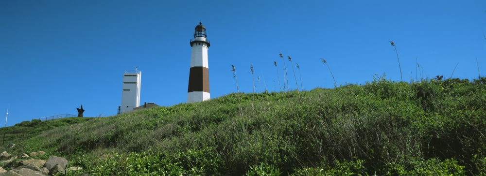 Low angle view of lighthouse Montauk Point Montauk Suffolk County New York State USA Canvas Art - Panoramic Images (27 x 9)
