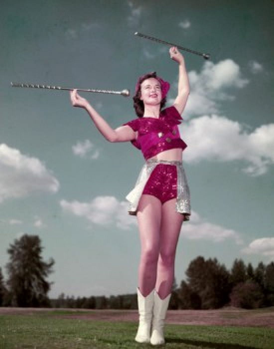 Low angle view of majorette twirling baton Canvas Art - (18 x 24)