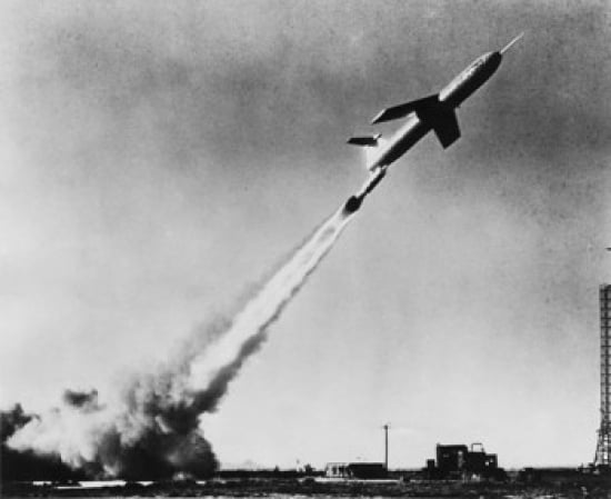 Low angle view of missile taking off Martin TM-61B Matador Canvas Art - (18 x 24)
